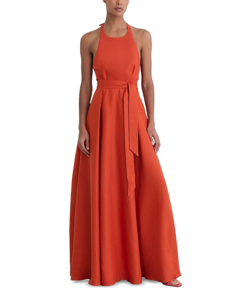 レイス レディース トップス 衣装 ノースリーブ リネン REISS Paulesleeveless Linen Dress Coral Orange コーラル