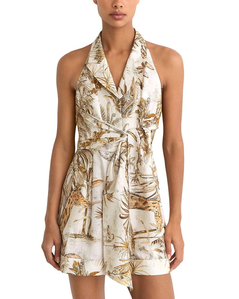 レイス レディース トップス 飛び降りる背広 刷り上げる ロンパース REISS Estelle Palm Print Romper Neutral