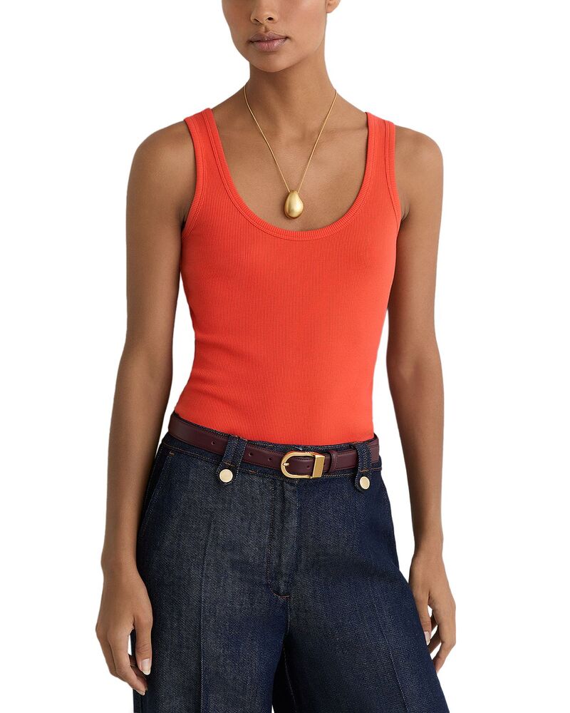 レイス レディース アウター より良い REISS Violet Scoop Neck Rib Vest Coral Pink サクラ色