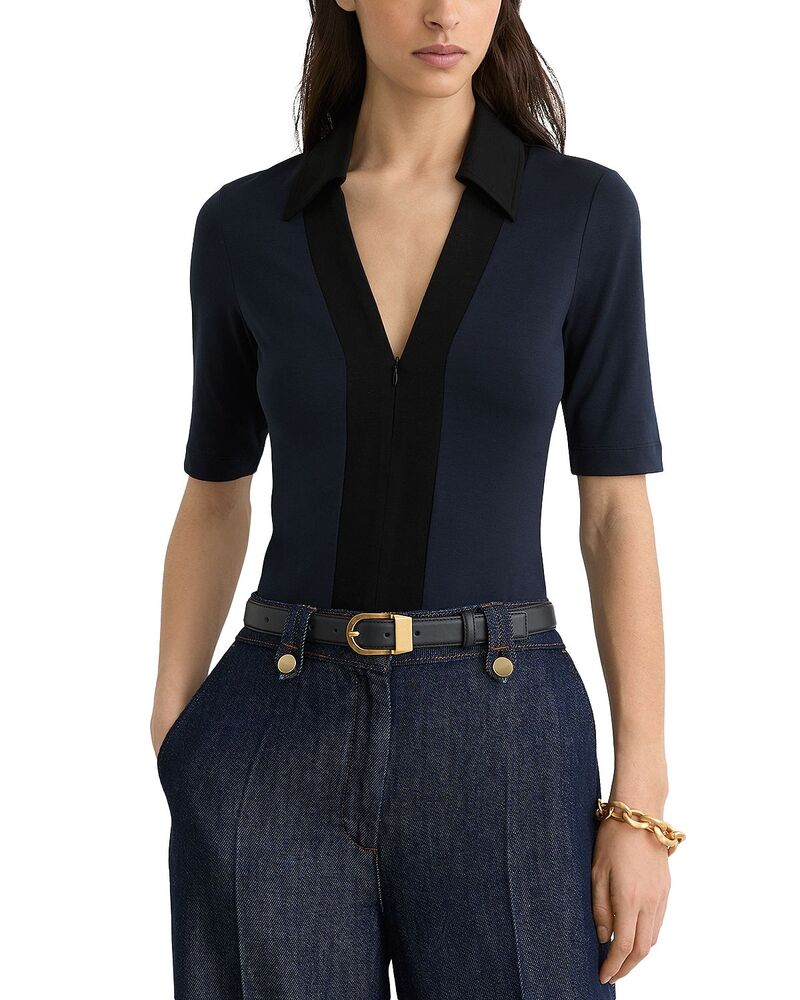 レイス レディース トップス スポーツシャツ REISS Denny Color Blocked Polo Top Navy/Black 黒いこと