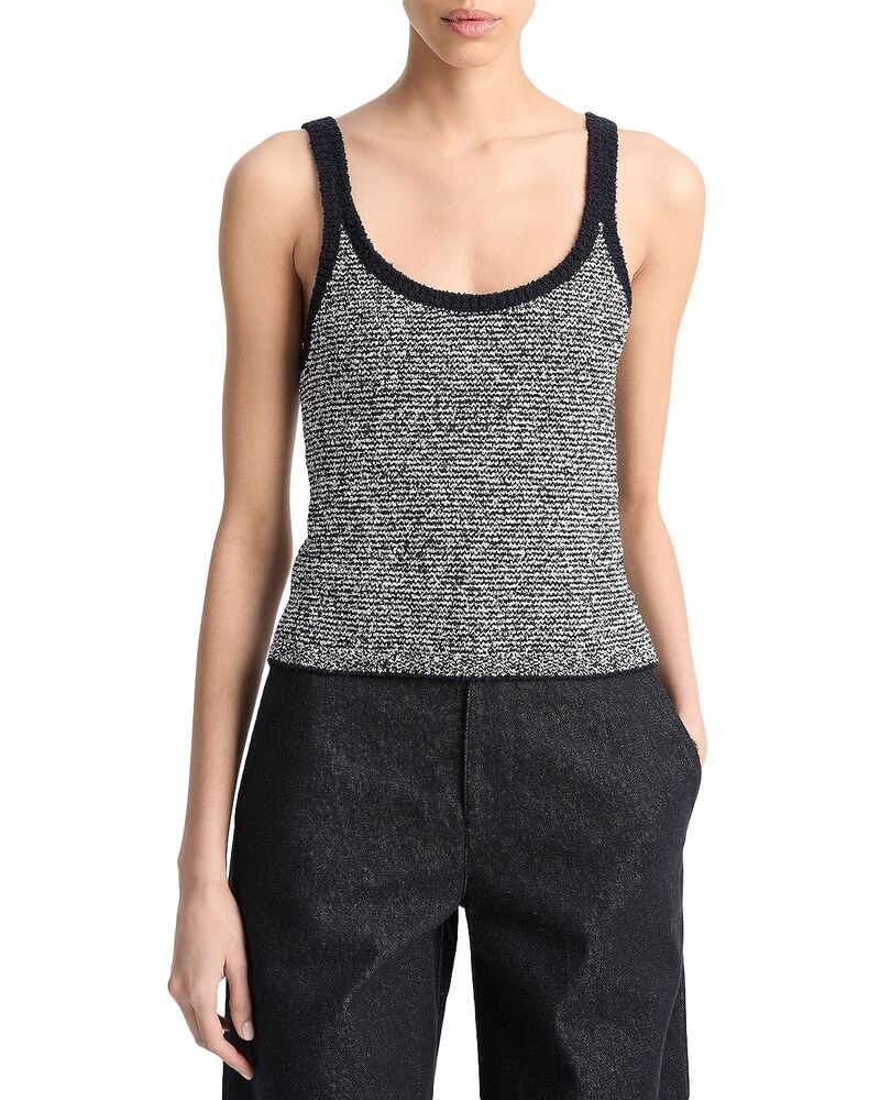 ヴィンス レディース トップス 貯蔵タンクいの一番 Vince Textured Micro Stripe Tank Coastal/Oat Shell 縞模様