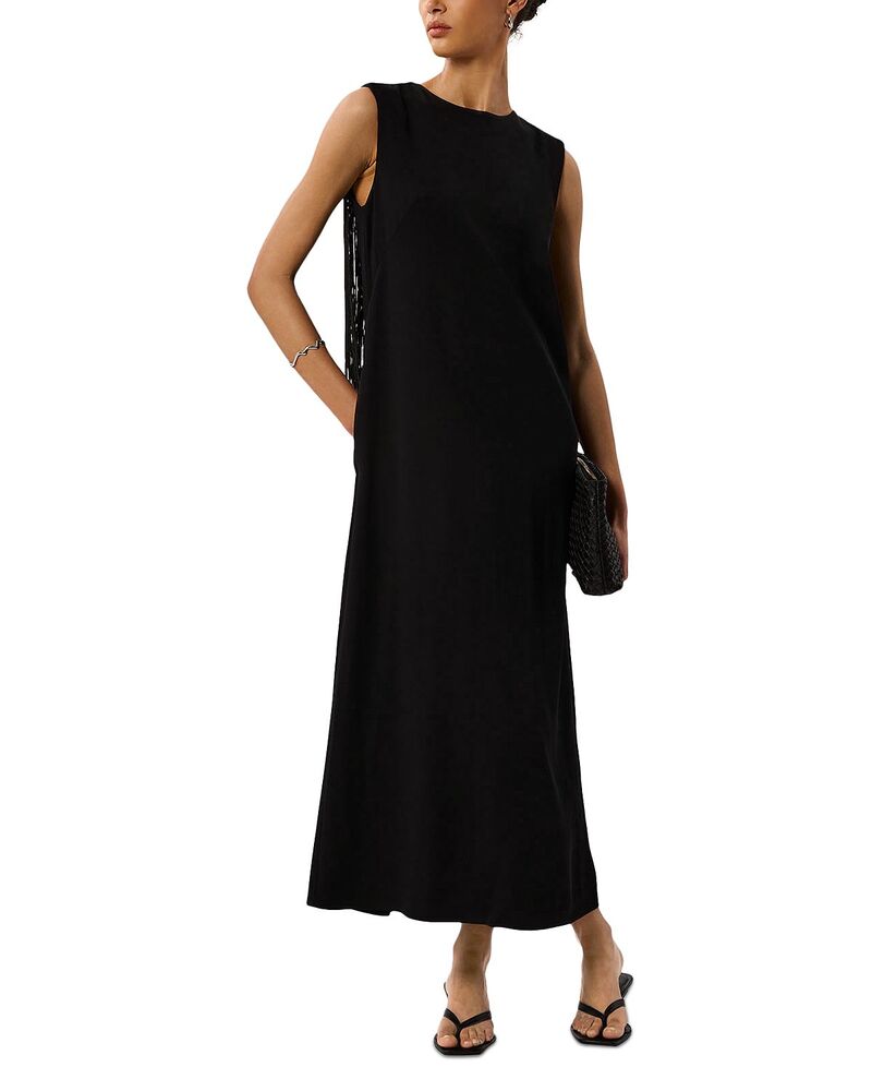 ホイッスルズ レディース トップス 衣裳 MIDI フリンジ Whistles Fringe Back Midi Dress - Exclusive Black 黒いこと