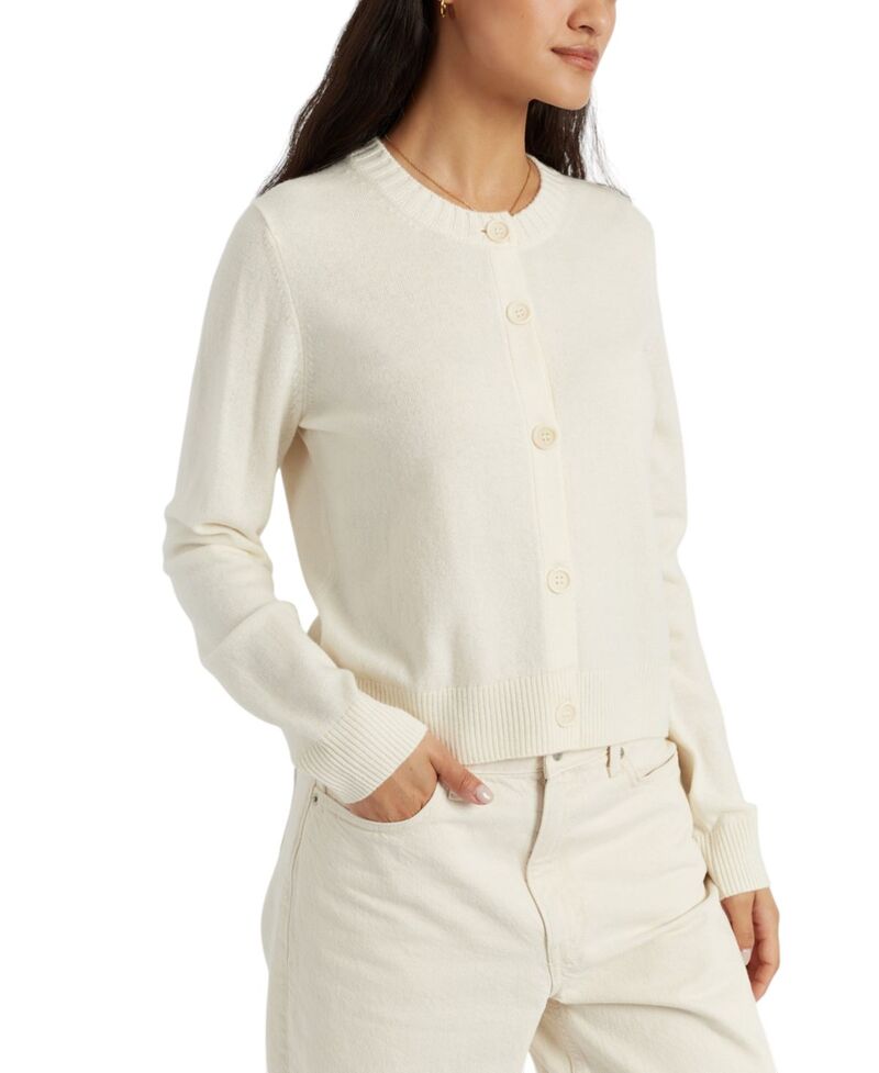 チンティアンドパーカー レディース アウター ジレー 労働者の一団のど首 羊毛 クロップド Chinti \u0026 Parker Women s Wool-Cashmere Cropped Crewneck Cardigan Cream 皮膚軟化剤