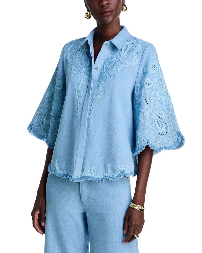 コビーハルペリン レディース トップス ティーシャツ 刺しゅう トップ Kobi Halperin Hadley Embroidered Blouse Medium Indigo インディゴ