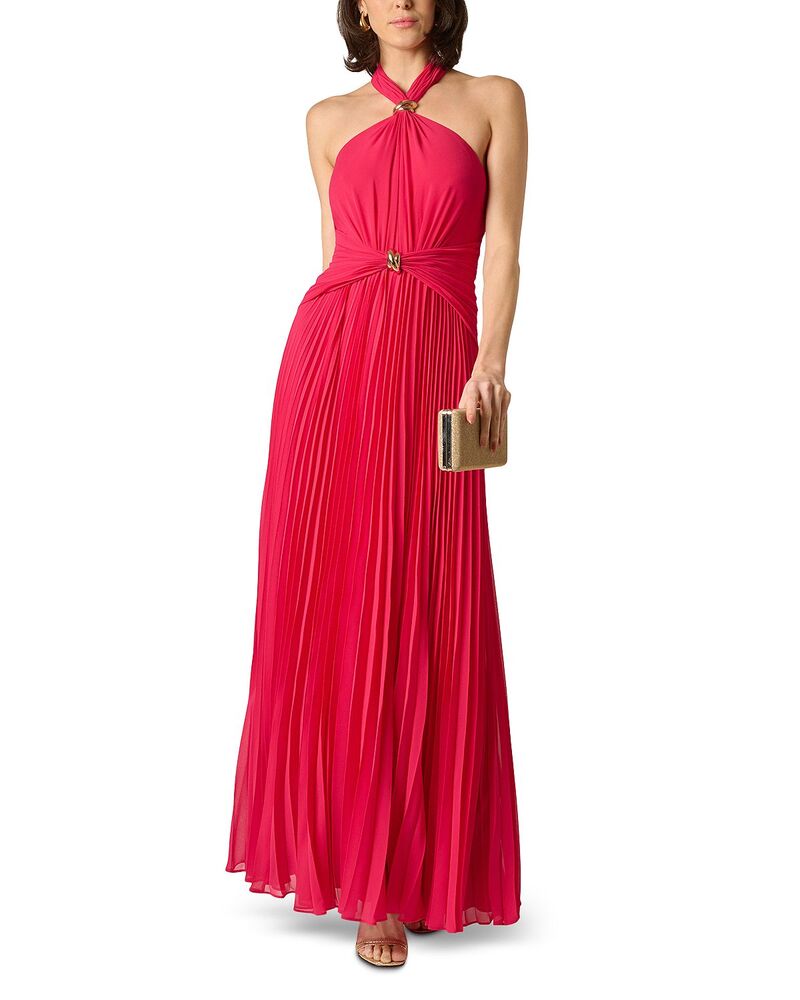 アイダンマットックス レディース トップス 衣裳 シフォン 筋目 Aidan Mattox Pleated Chiffon Dress Pink Cherry サクラ色
