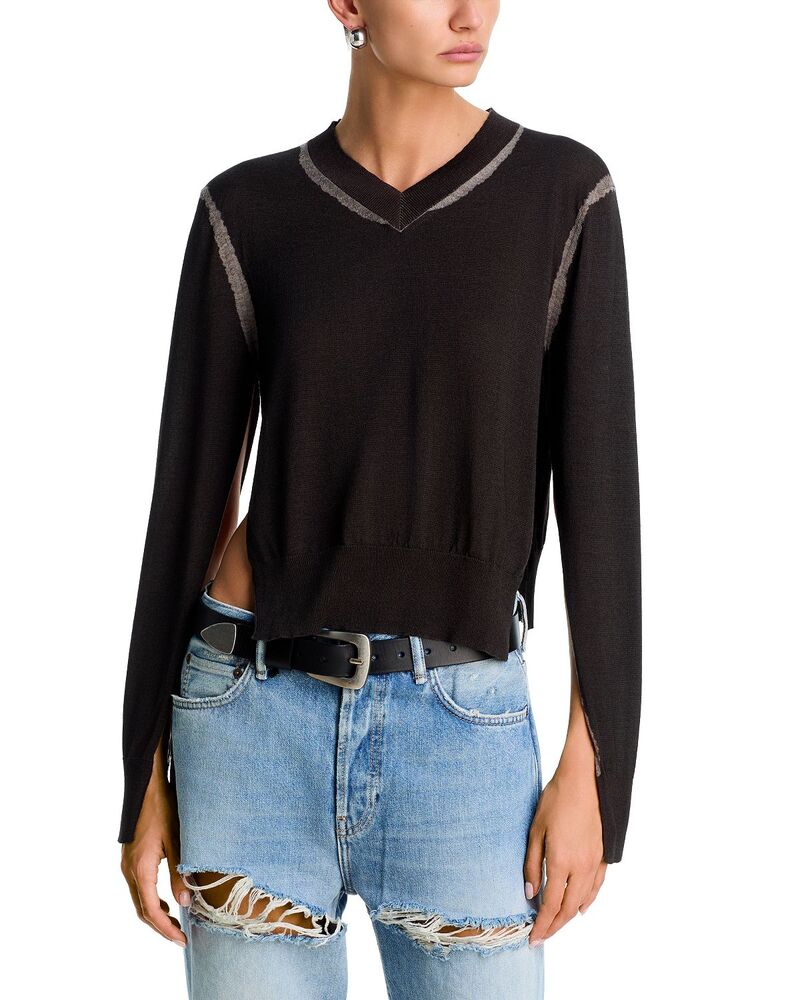 アクネ ストゥディオズ レディース アウター 編み物・スウェーター Acne Studioslit Sweater Brown/Grey 薄墨色