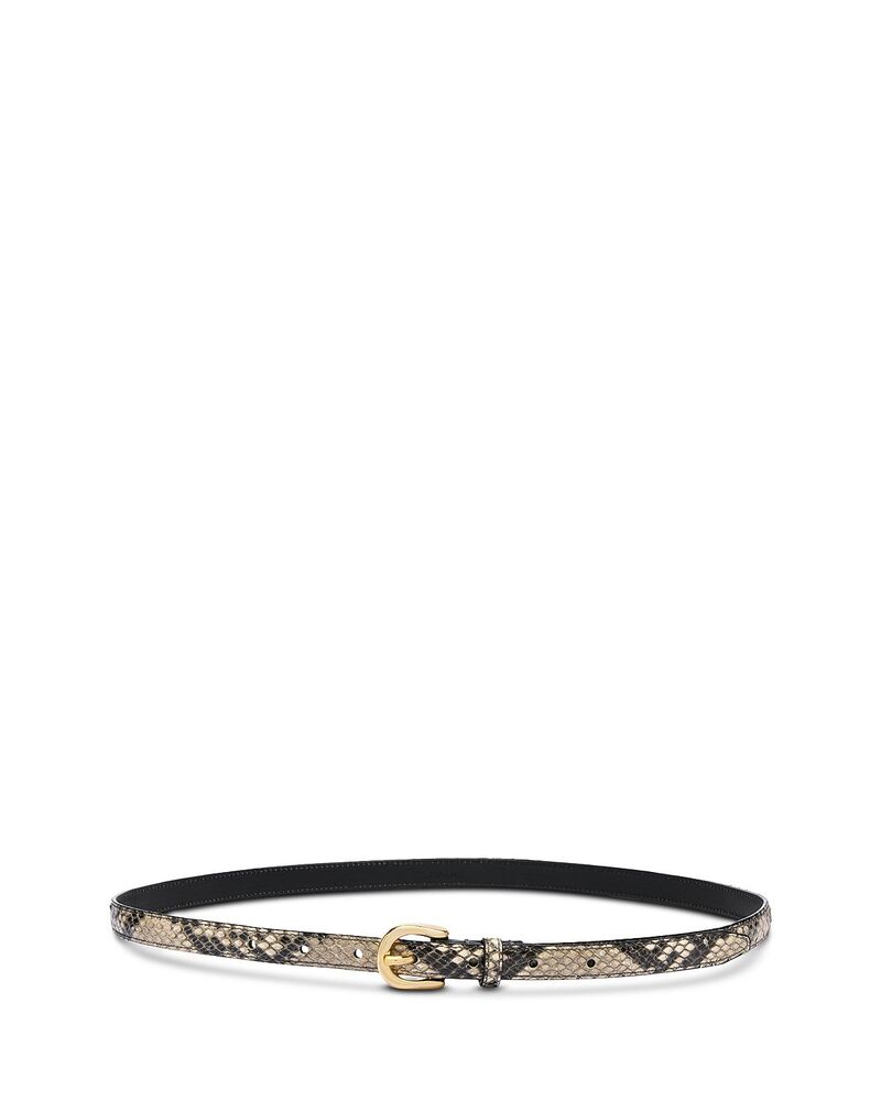 ひな形 レディース 付属物 三尺帯 プチ なめし革 FRAME Petite Square Buckle Snakembossed Leather Belt Snakeskin