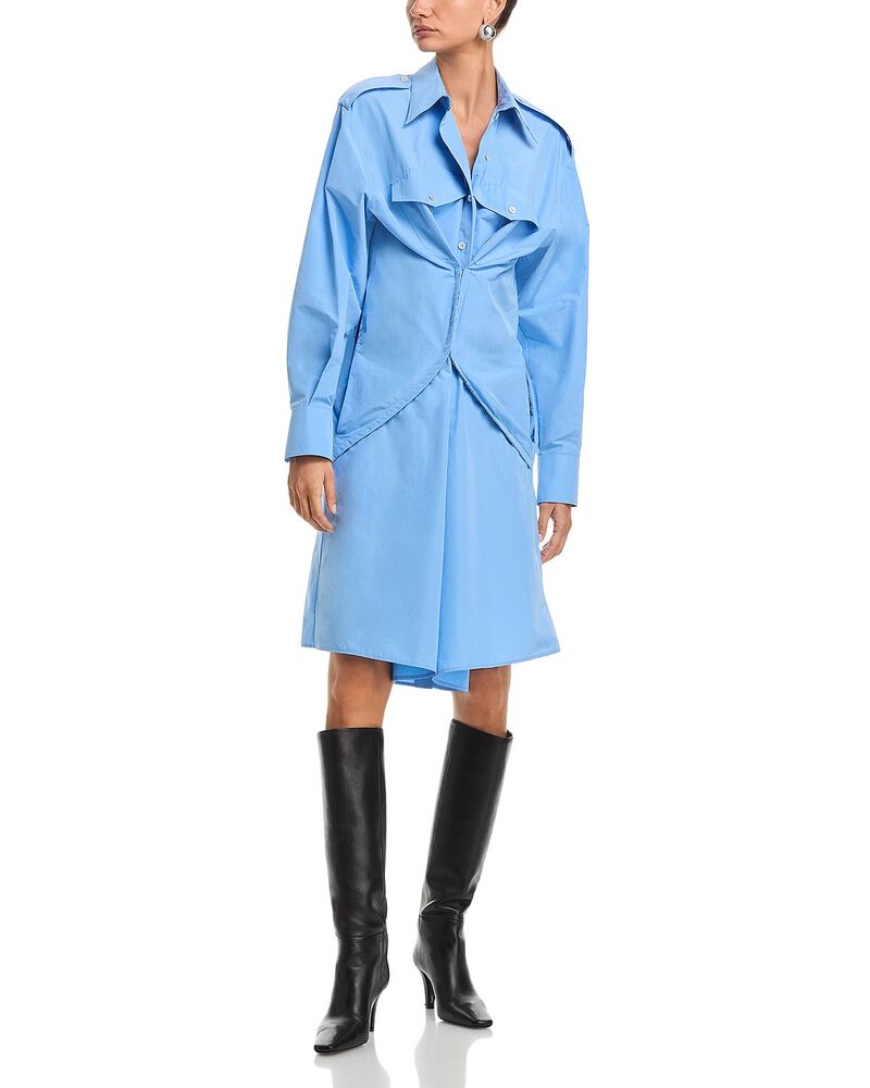 マックイーン レディース トップス プルオーバー McQueen Gathered Shirt Dress Navy 米国海軍