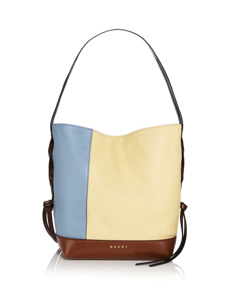 マルニ レディース 御徒面子 Marni Pod 2.0 Small Hobo Bag Smoke Blue/Peasel/Moca 雲煙
