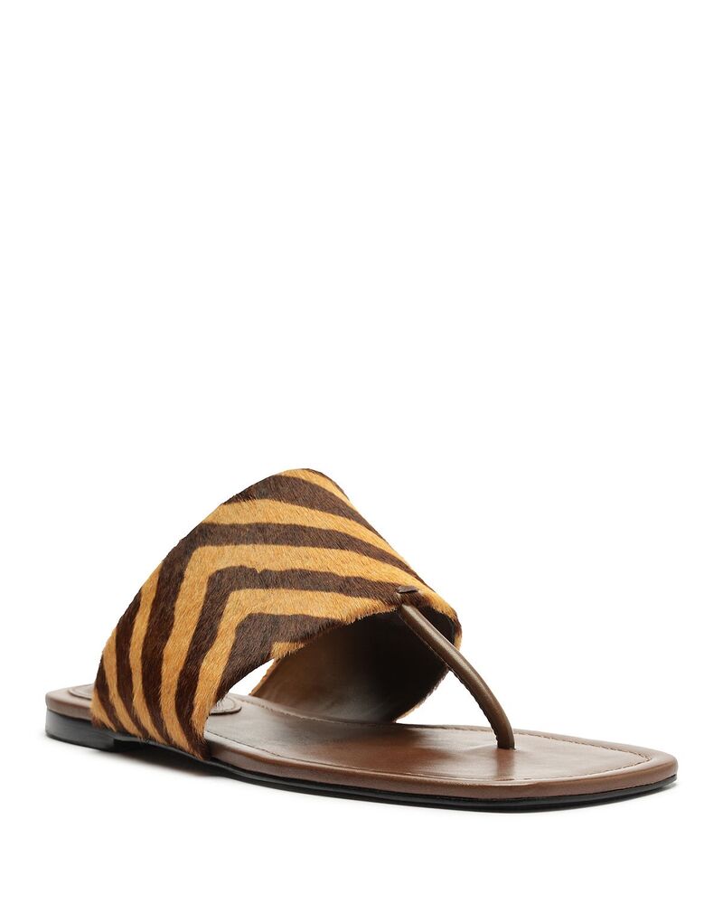シュッツ レディース シューズ サンダル 毛の荒物柄 刷り上げる SCHUTZ Women\u0027s Marthanimal Print Calf Hair Slide Sandals Pecan Brown 赤銅色