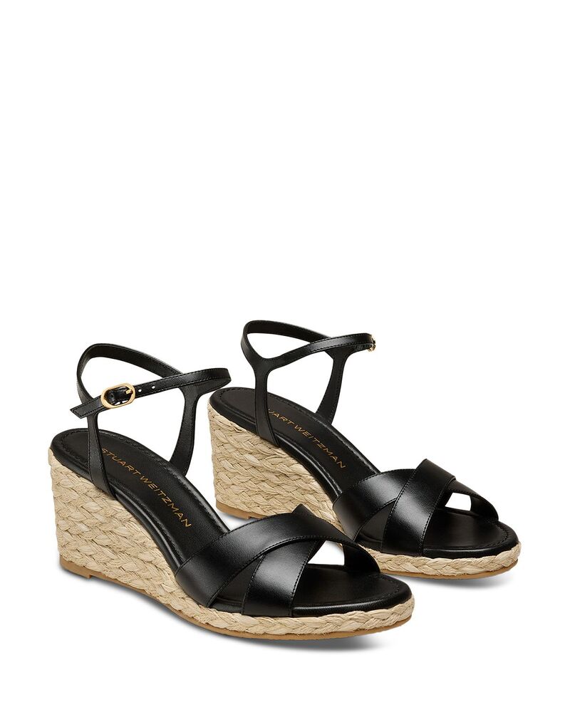スチュアート ワイツマン レディース シューズ サンダル Stuart Weitzman Women\u0027s Dayna Espadrille Wedge Sandals Black/Natural 黒いこと