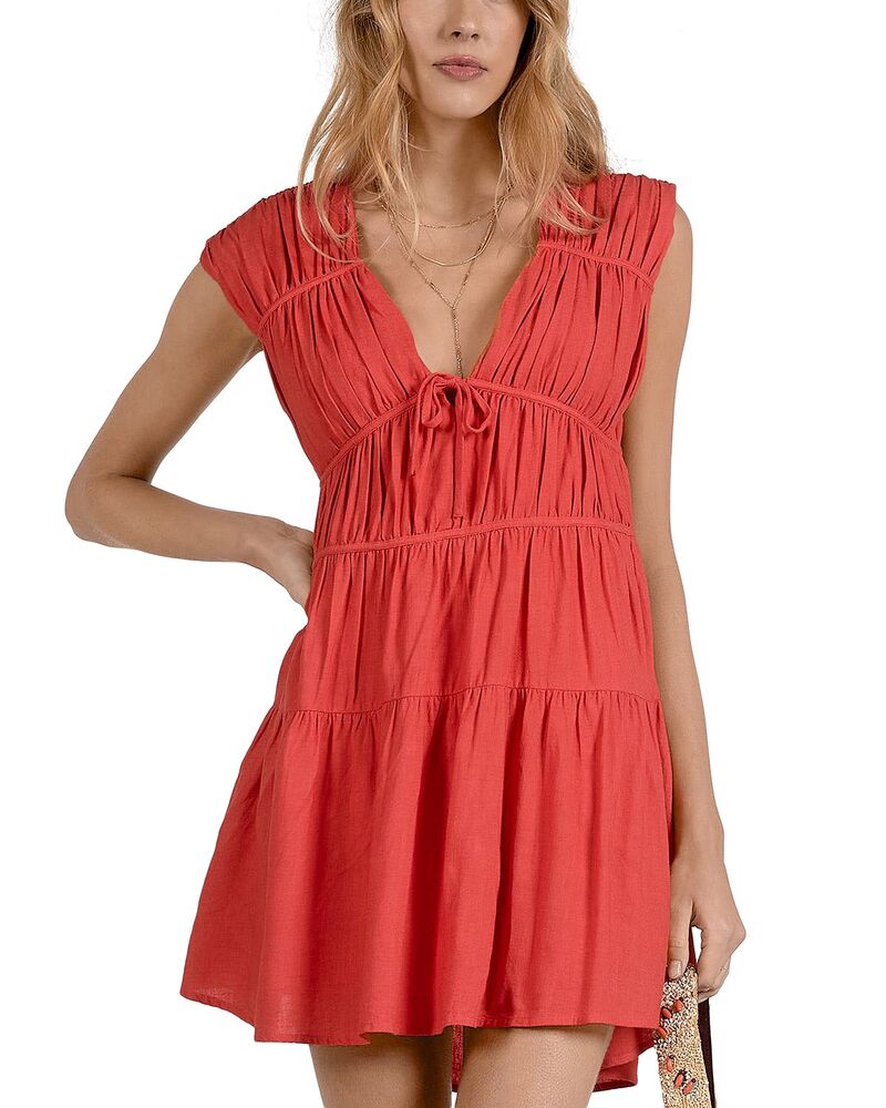 エラン レディース トップス 衣裳 ティアード ミニ Elan Tiered Mini Dress Red 赤いこと