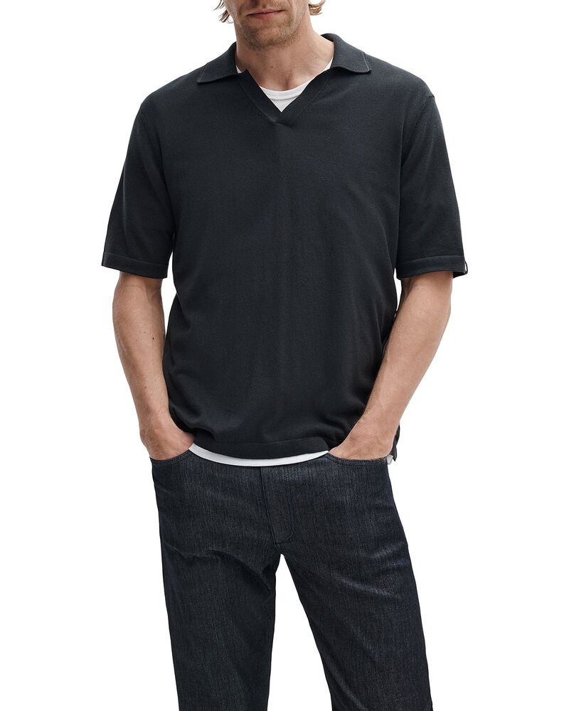 ラグアンドボーン メンズ トップス スポーツシャツ 絹地 rag \u0026 bone Conrad Johnny Collar Silk Blend Polo Shirt Black 黒いこと