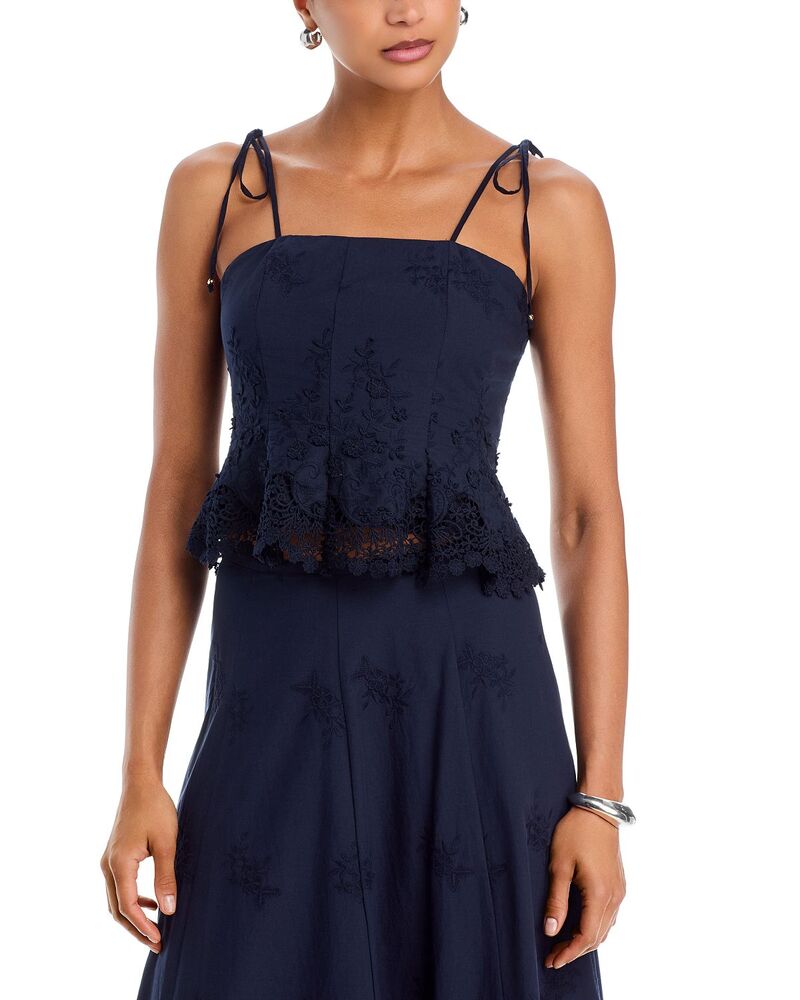 アクア レディース トップス 貯蔵タンクいの一番 刺しゅう AQUA Embroidered Tank Top - Exclusive Navy 米国海軍