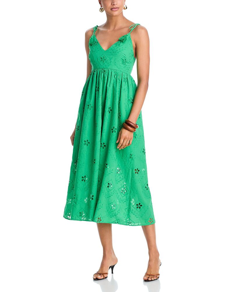アクア レディース トップス 衣装 MIDI 刺しゅう AQUA Embroidered Midi Dress - Exclusive Green 緑であること