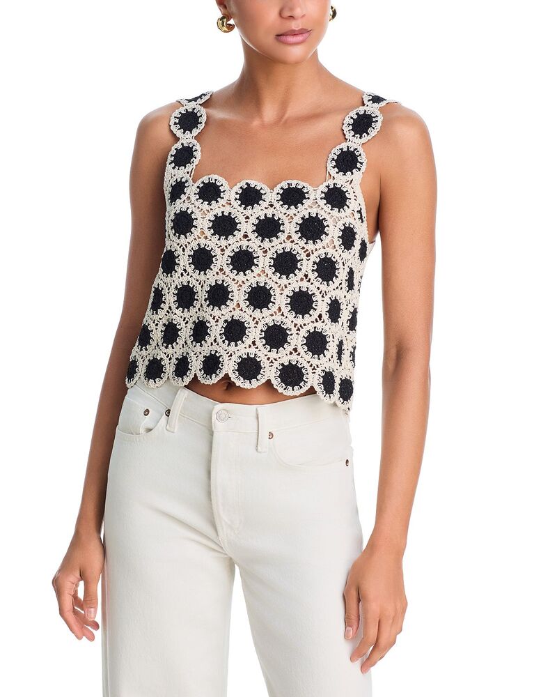 アクア レディース トップス 貯蔵タンクいの一番 AQUA Circle Crochetank Top - Exclusive Black/White 白いこと