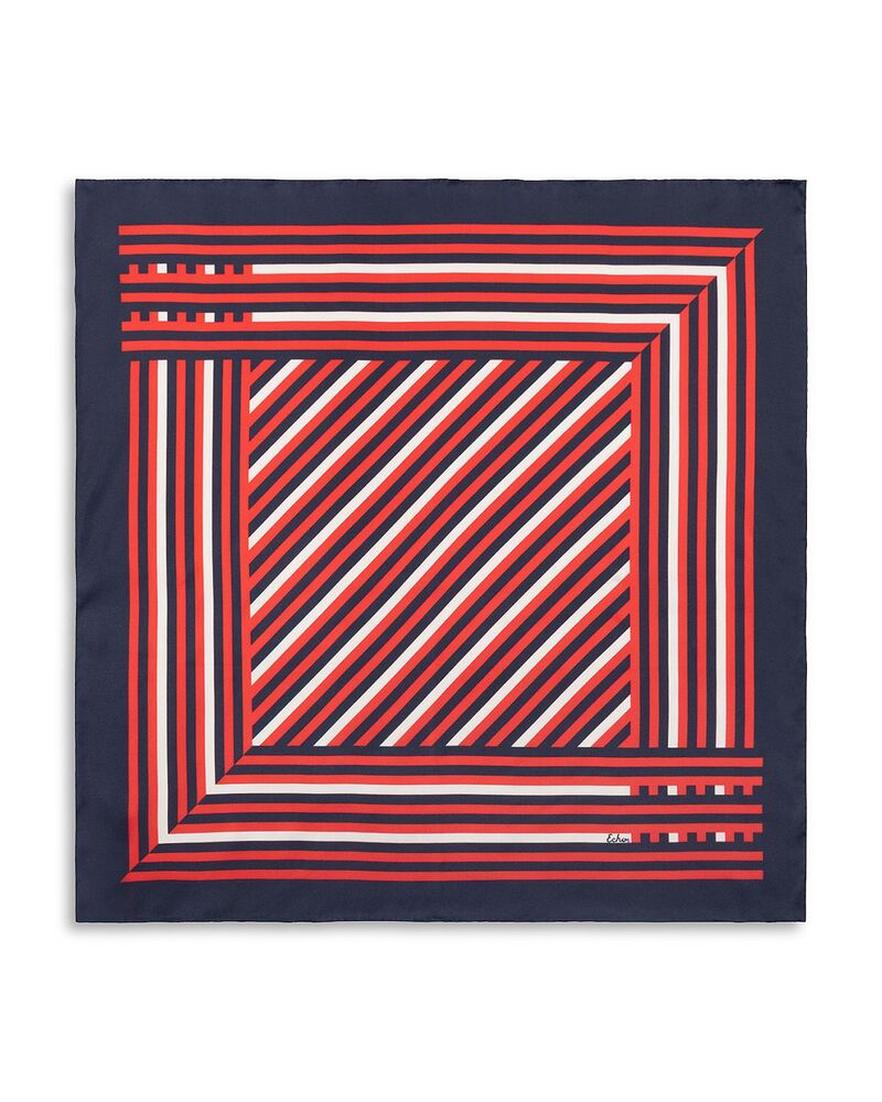 残響音 レディース 添え物 消音装置・袈裟・えり巻き 絹地 Echo Stripesilk Scarf Navy 米国海軍