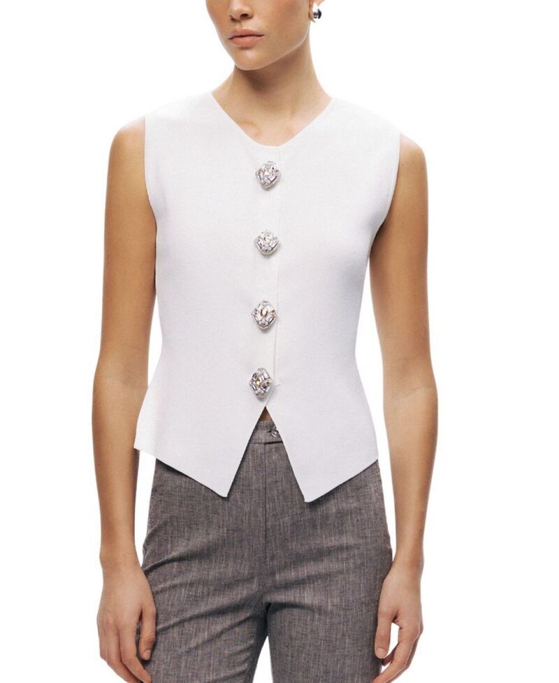 ノクチューン レディース トップス プルオーバー ノースリーブ 編み物 NOCTURNEmbellished Sleeveless Knitopen White 白いこと
