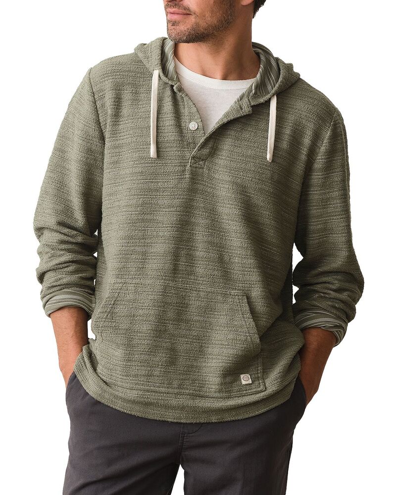 米国海兵隊員 座標軸 メンズ アウター パーカー・スウェット Marine Layer Portola Beach Stripe Drawstring Hoodie Sea Spray 縞模様