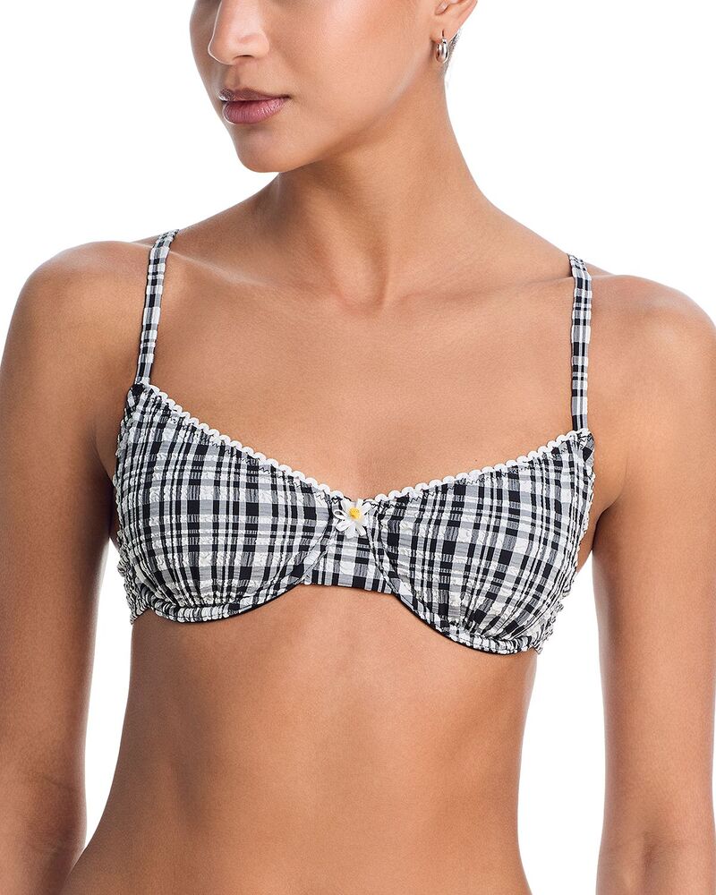 益荒男 アンド 縞模様 レディース 水泳着 いの一番のみ Solid \u0026 Striped The Daphne Bikini Top Noir
