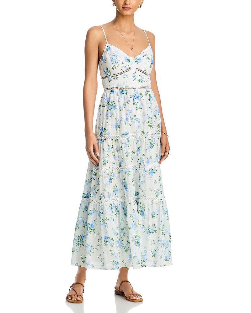 アクア レディース トップス 衣装 御花柄 MIDI 御花 AQUA Floral Cutwork Midi Dress - Exclusive Blue Rose 青色