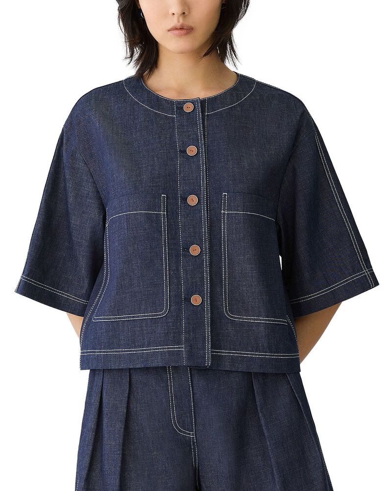 ラファイエットワンフォーエイト レディース アウター 上衣・上衣 ジーンズ Lafayette 148 New York Half Sleeve Denim Jacket Shipyard Indigo インディゴ