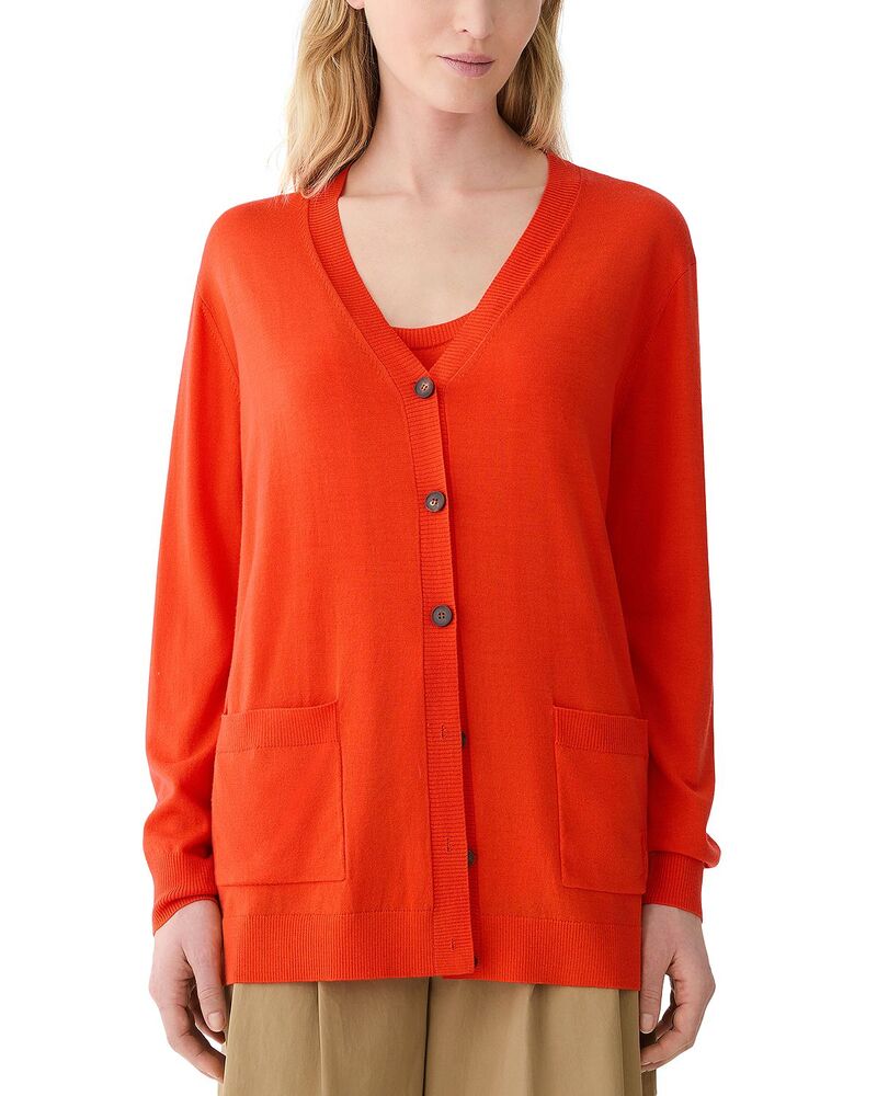 ラファイエットワンフォーエイト レディース アウター 編み物・スウェーター 羊毛 ジレー Lafayette 148 New York Wool Button Front Cardigan Orange Poppy オレンジ色