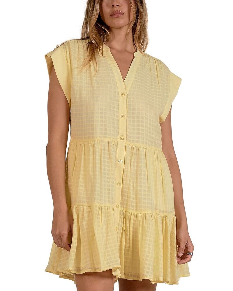 エラン レディース トップス 衣裳 ティアード 旗がしら Elan Tiered Cap Sleeve Dress Yellow 黄色
