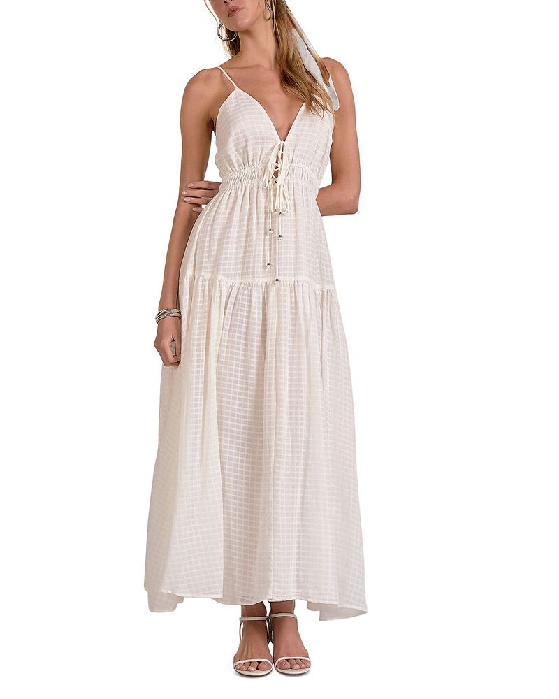 エラン レディース トップス 衣裳 マキシ Elan Spaghetti Strap Maxi Dress Off White 象牙色