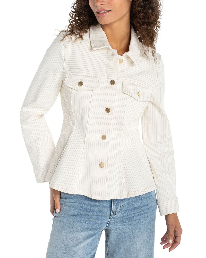 リヴァプール 天使の都市 レディース アウター 上衣・上衣 Liverpoolos Angeles Fit And Flare Trucker Jacket Nautical Stripe 縞模様