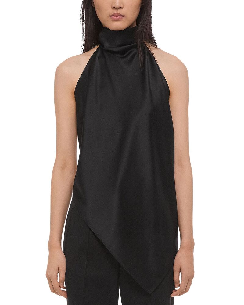 ヘルムート 言葉づかい レディース トップス プルオーバー 地絹 Helmut Lang Silk Tie Scarf Top Black 黒いこと