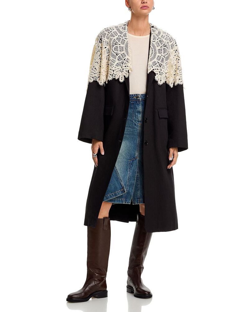 シー レディース アウター 厚地の外套 Sealina Oversized Coat Black 黒いこと