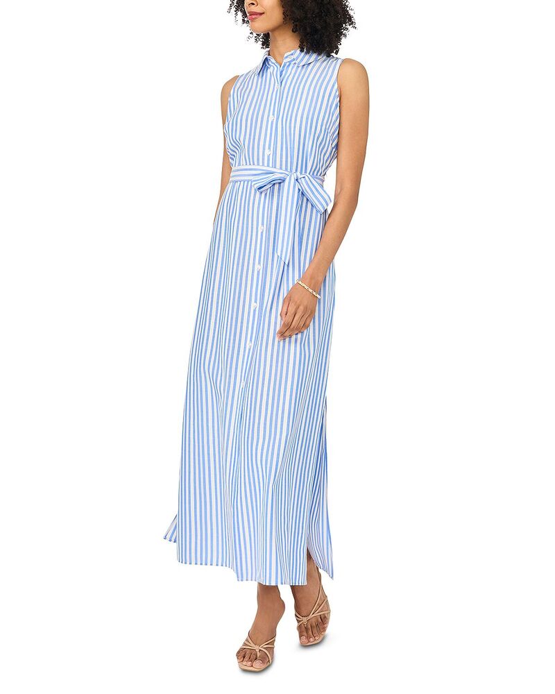 ヴィンスカムート レディース トップス 衣裳 ノースリーブ マキシ VINCE CAMUTO Sleeveless Button Up Maxi Dress Blue Cloud 青碧