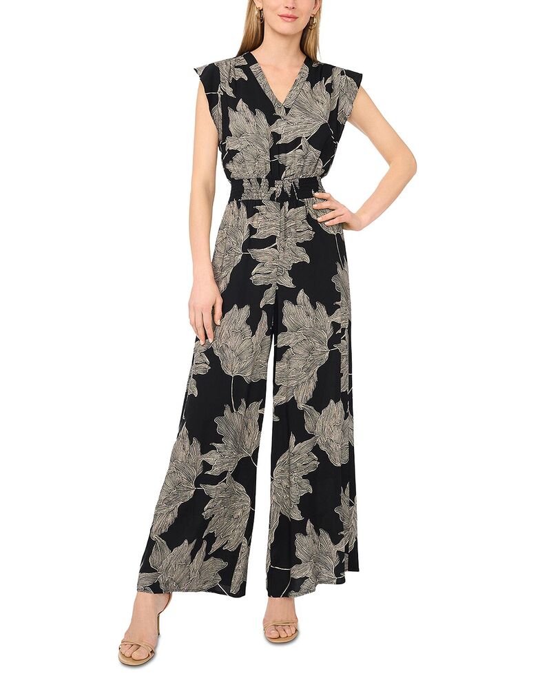 ヴィンスカムート レディース トップス 飛び降りる背広 Vのど首 VINCE CAMUTO Flutter Sleeve V Neck Jumpsuit Rich Black 黒いこと