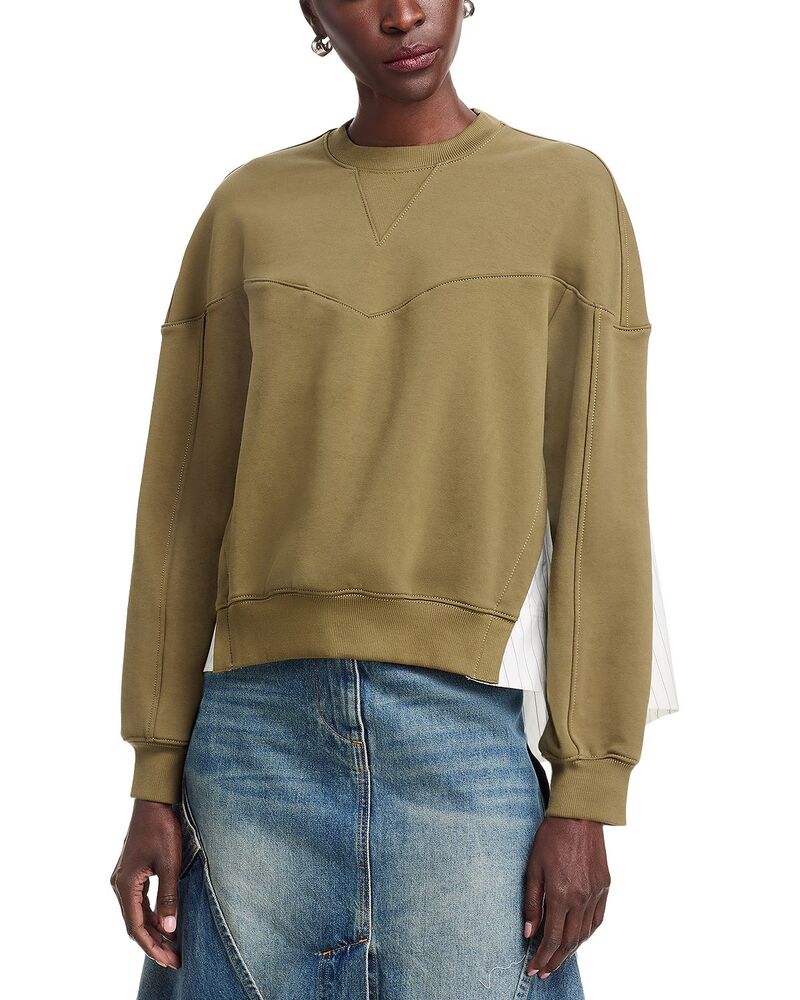 スリーワンフィリップリム レディース アウター パーカー・スウェット パイル プルオーバー 3.1 Phillip Lim French Terry Mixed Media Sweatshirt Burnt Olive オリーブ