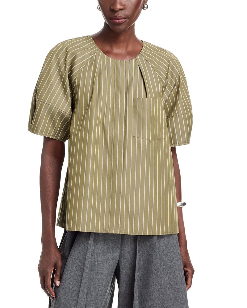 スリーワンフィリップリム レディース トップス ティーシャツ 3.1 Phillip Lim Striped Lantern Sleeve Top Olive Multi オリーブ