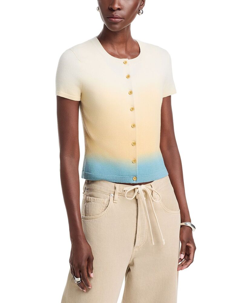 スリーワンフィリップリム レディース アウター ジレー 編み物 3.1 Phillip Lim Ombr Knit Short Sleeve Cardigan Storm Canyon