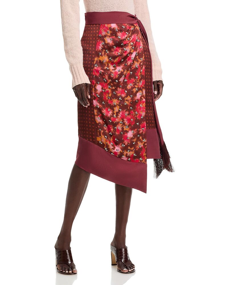 スリーワンフィリップリム レディース 下つ方スコート ドレープ 3.1 Phillip Lim Desert Flower Draped Wrap Skirt Rust Multi 挙げ句の果て