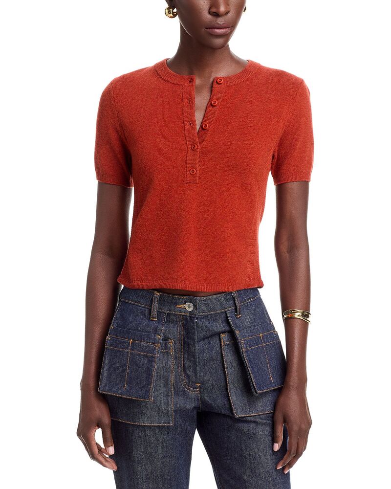 スリーワンフィリップリム レディース アウター 編み物・プルオーバー 3.1 Phillip Lim Henley Short Sleeve Sweater Flame