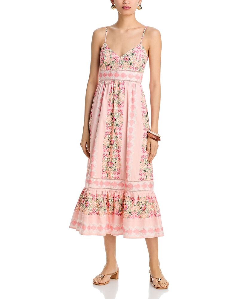 アクア レディース トップス 衣装 御花柄 MIDI 御花 AQUA Ladder Stitch Floral Midi Dress - Exclusive Pink Multi サクラ色