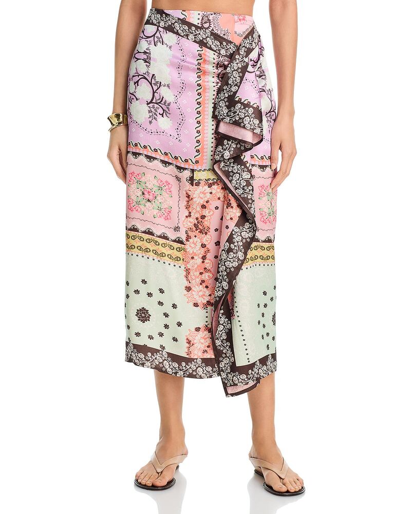 アクア レディース ボトムスカート フリル マキシ AQUA Ruffle Wrap Maxi Skirt - Exclusive Multi マルチカラー｜ReVida 店