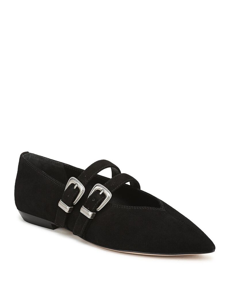 ヴェロニカ ベアード レディース シューズ パンプス Veronica Beard Women\u0027s Bancroft Buckle Flats Black Suede 黒いこと