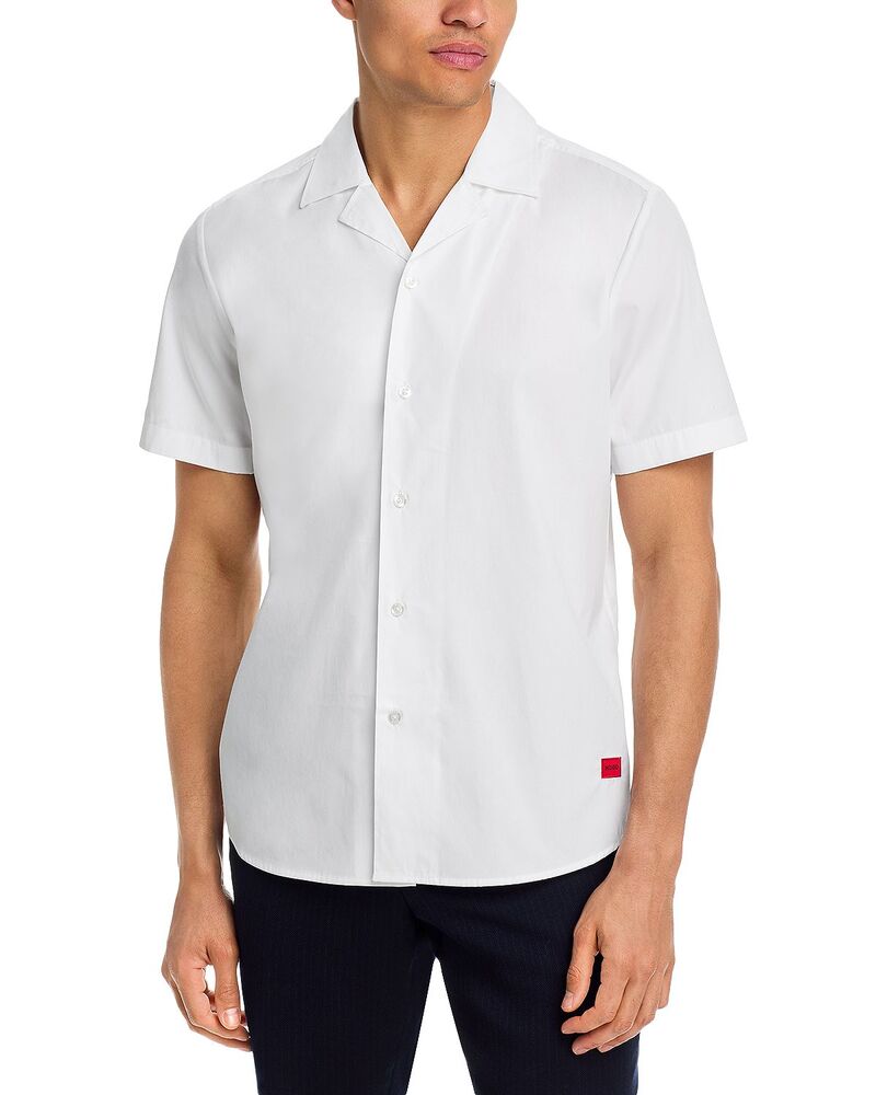 フューゴ メンズ トップス プルオーバー 名取り草落ちこむ HUGO Ellino Straight Fit Button Down Shirt Open White 白いこと