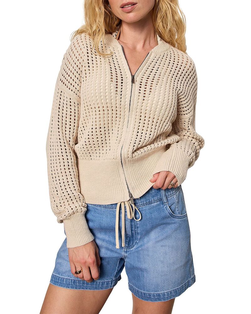 駆け込み寺 レディース アウター 編み物・ティーシャツ Sanctuary Laguna Openwork Bomber Sweater Summer Sand 砂子