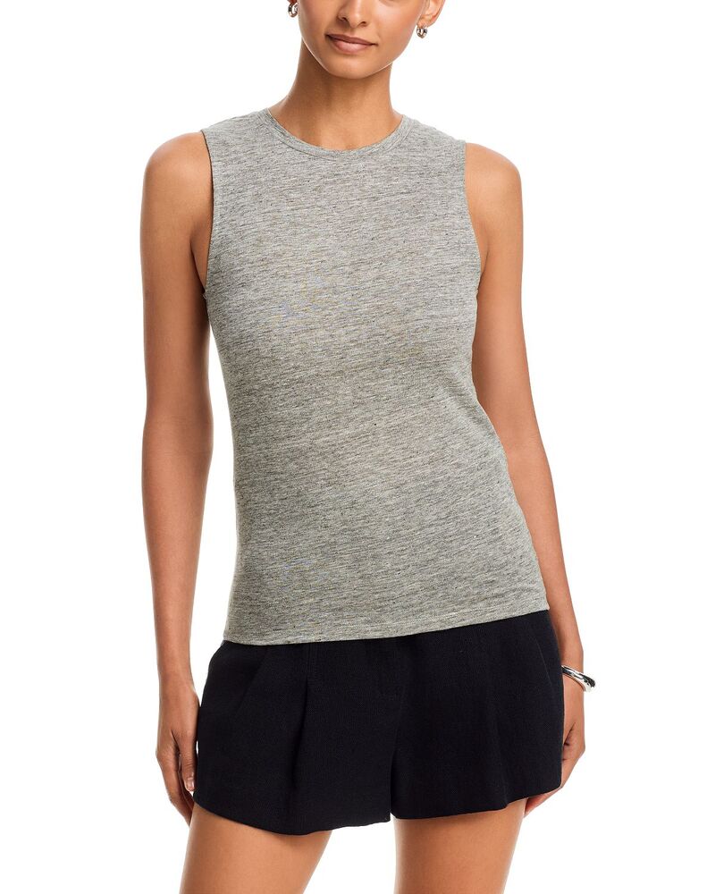 マジェスティック レディース トップス 貯蔵タンクいの一番 労働者の一団のど首 リネン Majestic Filatures Linen Crewneck Tank Top Granit