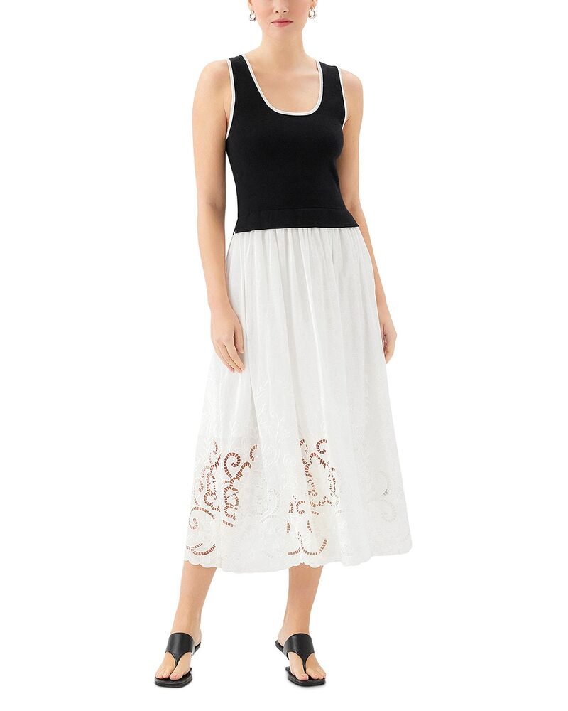 フィフティーントゥエンティ レディース トップス 衣装 MIDI 対比 Fifteen Twenty Alicia Contrast Midi Dress Black/Off White 象牙色