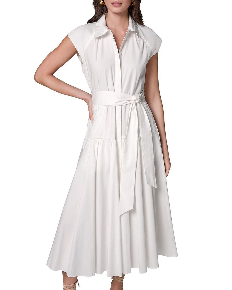ダナキャラン レディース トップス 衣装 MIDI 旗がしら Donna Karan Button Front Cap Sleeve Midi Dress Cream 皮膚軟化剤