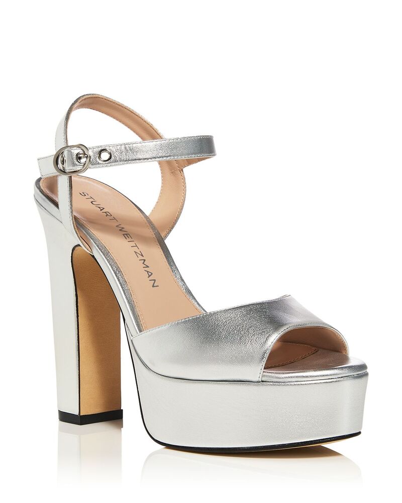 スチュアート ワイツマン レディース シューズ サンダル プラットホーム Stuart Weitzman Women\u0027s Reade Platform Sandalsilver しろがね色
