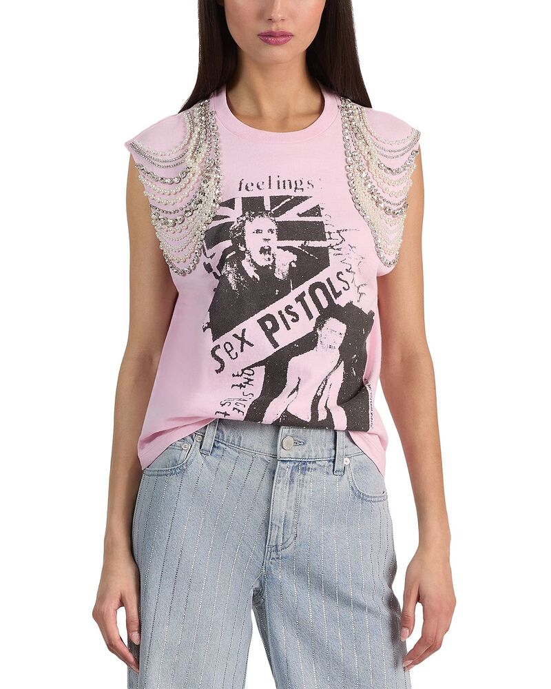 アリスアンドオリビア レディース トップス ティーシャツ Alice and Olivia Micah Embellished Muscle Tee Sex Pistols
