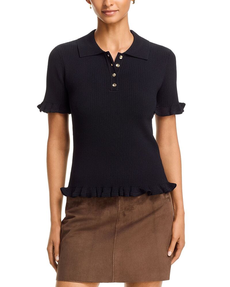 ティー・タハリ レディース トップス スポーツシャツ Tahari Half Placket Polo Black 黒いこと